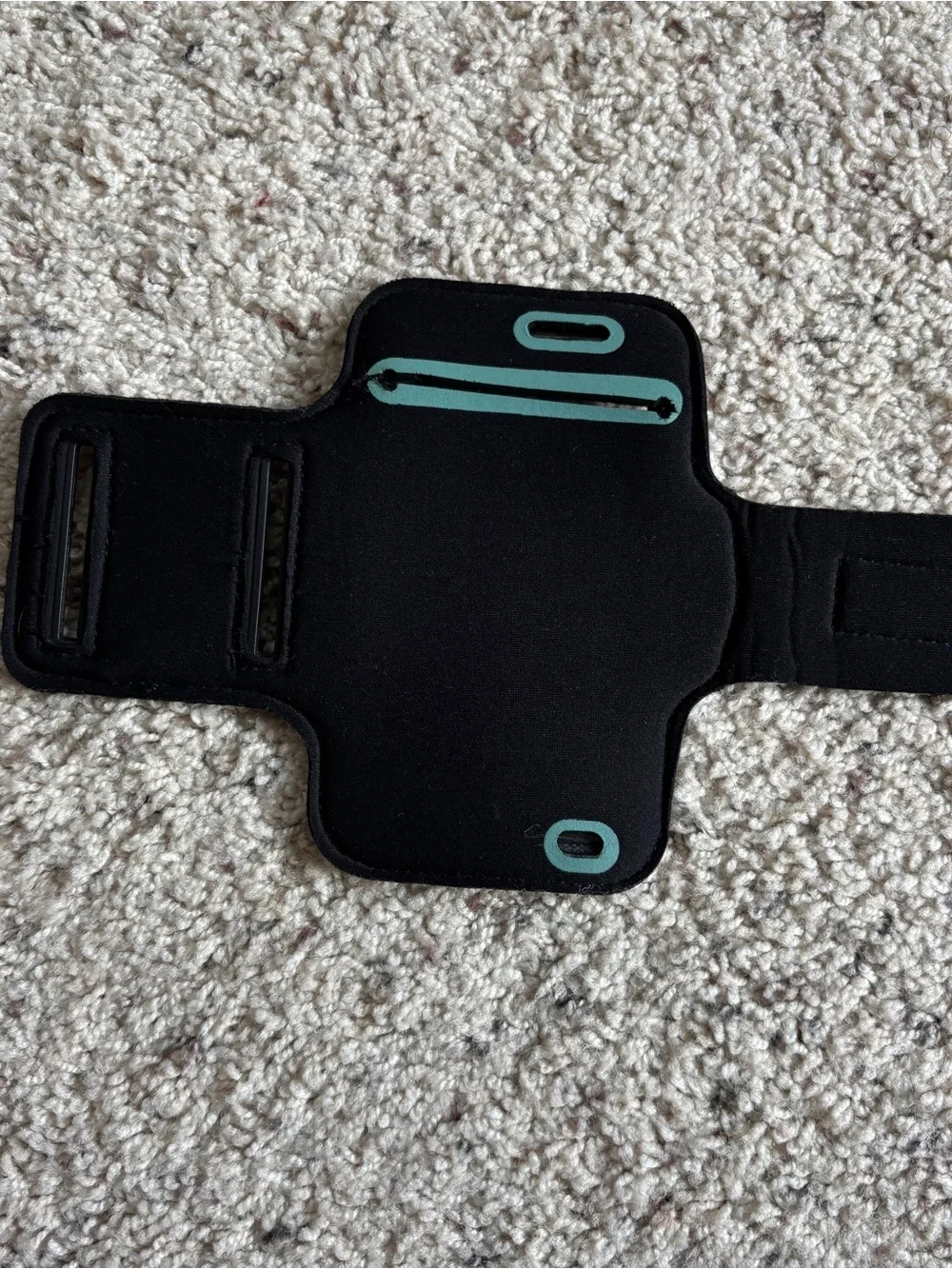 Black Sports Armband Phone, key and card Holder with Teal Accent